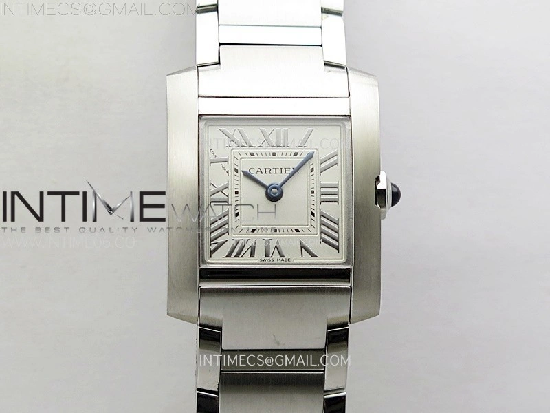 Tank Francaise Ladies 21.2mm SS 8848F 1:1 Best Edition Silver Dial on SS Bracelet Ronda Quartz